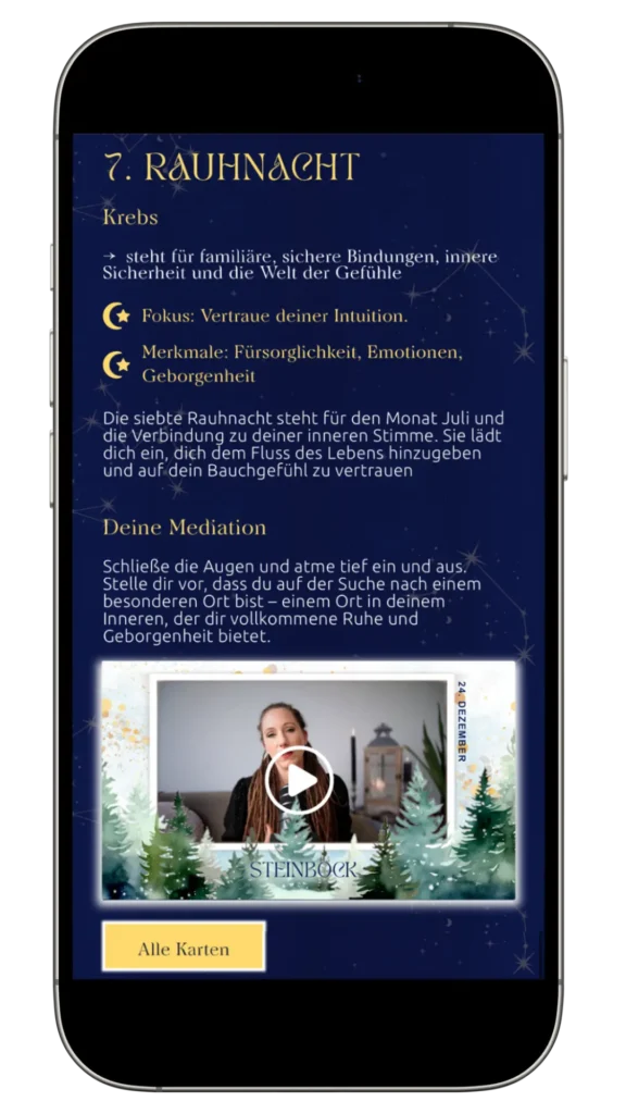 Handy mit Meditation zur Klapp Karte 12 Nächte 12 Zeichen